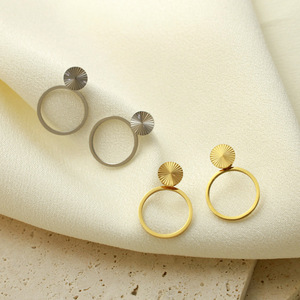 Geometric Hoop Earrings Gold 316 Stainless Steel Minimalist Design For Women - Product Image 2