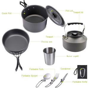 Juego de utensilios de cocina para acampar OEM con hervidor, ollas, tazas y cubiertos plegables para senderismo, excursionismo y viajes. - Product Image 6