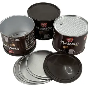 Paper Containers Coffee Packaging Metal Cans Composite Paper Tube with Aluminum Foil Easy Peel off Lid