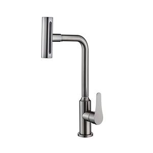 Grifo de Cocina Monomando de Acero Inoxidable Color Gris Metálico con Rociador de 4 Modos (Lluvia y Cascada) para Uso en Hoteles, Agua Fría y Caliente - Product Image 1
