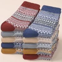 7406 Chaussettes mi-mollet pour hommes, style ethnique vintage, chaussettes longues épaisses et chaudes pour l'automne et l'hiver