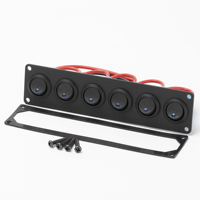 PN-R6-101EN-BL-12VDC Panneau de commutation à bascule marin 6 interrupteurs étanche 12V avec LED bleue 3 broches pour bateau et voiture
