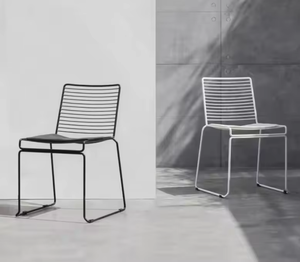 Chaise de salle à manger en acier massif avec siège en cuir PU, design moderne, en fil métallique, chaise <span class=keywords><strong>Bertoia</strong></span>, jardin, café, restaurant - Product Image 2