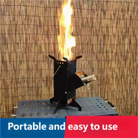 Poêle à bois pliable portable, type Rocket Stove, pour le camping en plein air, les pique-niques, la pêche, les voyages, la cuisine en voiture