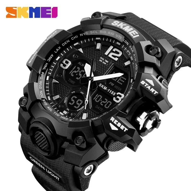 skmei 2020 Athletic Watches Hot Jam Tangan Skmei 1155 B Analog Digital Watch Camouflage Army Pupils Wristwatch