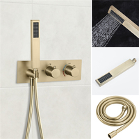 Ensemble de robinet de douche mural HIDEEP avec noyau de vanne en céramique thermostatique, eau chaude et froide, laiton, pomme de douche pluie cascade
