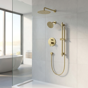 Ensemble <span class=keywords><strong>de</strong></span> <span class=keywords><strong>douche</strong></span> encastré doré avec cartouche céramique, robinet <span class=keywords><strong>de</strong></span> <span class=keywords><strong>douche</strong></span> mural 3 fonctions, pommeaux <span class=keywords><strong>de</strong></span> <span class=keywords><strong>douche</strong></span> pluie et massage 10 pouces - Product Image 3