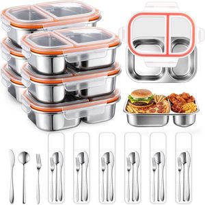 Stainless Steel <b>Lunch</b> <b>Box</b> 27oz/800ml Lockable Clip Leak-Proof Microwave Friendly Bento <b>Box</b> 2/3 Compartment Oven Safe <b>Stackable</b> - Product Image 1