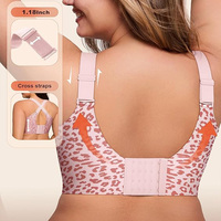 Soutien-gorge sans armatures grande taille à couvrance totale, imprimé léopard, doux et minimisant, avec maintien et soutien latéral pour poitrine généreuse