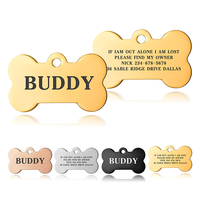 Plaque d'identification personnalisée pour chiot en acier inoxydable, gravure par sublimation, collier pour chien, étiquettes de nom pour animaux de compagnie, plaque d'identification pour chien en forme d'os