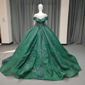 Lsany207 Green Plus Size Lace Flowers Maternity Quinceanera Chapel Train Puffy Skirt Vocal Art Dress Annual Temperament - Product Image 2