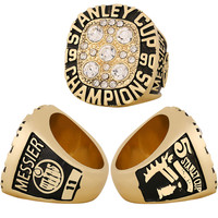   Bague de championnat des Oilers d'Edmonton 1990, bijoux de haute qualité pour hommes populaires en Europe et aux États-Unis, vente en gros de mode