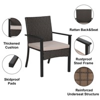 Table de restaurant rectangulaire et chaises en rotin Table à manger extensible de jardin avec chaises Meubles de patio Ensemble de salle à manger d'extérieur
