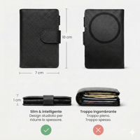 Porte-cartes minimaliste en aluminium avec fonction MagSafe pour iPhone, blocage RFID, portefeuille intelligent en cuir PU Saffiano pour homme, portefeuille en métal