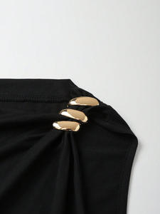 यूरोपीय अमेरिकी क्रॉस-बॉर्डर <span class=keywords><strong>2026</strong></span> धातु बकल ठोस रंग के लिए सममित अनियमित स्लिम-फिट स्लीवलेस वेस्ट टॉप - Product Image 4