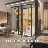 Villa pour chats de luxe multi-niveaux en aluminium sur mesure, grande taille, pour intérieur et extérieur, avec cloison en verre et moustiquaire – Meilleures ventes
