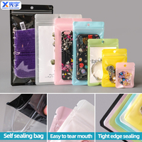 Sachet cadeau jetable couleur macaron avec fermeture éclair et fenêtre, impression en héliogravure, emballage plastique PE pour bijoux et aliments, petit sac
