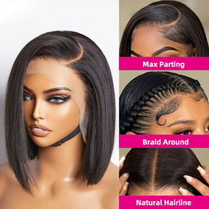 100% วิกผมด้านหน้าลูกไม้บ๊อบตัด<span class=keywords><strong>สั้น</strong></span>13x4<span class=keywords><strong>ผม</strong></span>บ๊อบสีแดงสีบลอนด์วิก<span class=keywords><strong>ผม</strong></span>มนุษย์ - Product Image 5