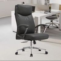 Fauteuil de bureau élégant au design moderne en cuir de luxe, contour élégant, base chromée polie, pivotant à 360°, réglable en hauteur, idéal pour la maison, le bureau ou l'hôtel