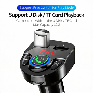 <span class=keywords><strong>Kit</strong></span> <span class=keywords><strong>voiture</strong></span> portable avec charge rapide PD, double ports USB pour allume-cigare, transmetteur FM 5.0, portée 10m, lecteur MP3 - Product Image 4