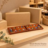 Jeu de société Mancala en bois pliable avec pierres en verre, jeu de stratégie pour deux joueurs, pour les fêtes de famille, les enfants, les adultes, l'éducation