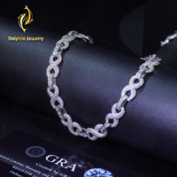 Pendentif Moissanite Personnalisé, Collier Chaîne à Maillons Entrelacés Sertis de Micro-Pavés, Bijoux Hip Hop de Luxe pour la Vente en Gros