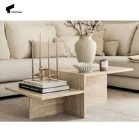 Table basse en travertin blanc naturel Tostone 2025, design tendance, pour un intérieur minimaliste, salon, villa, décoration intérieure