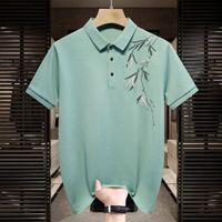 Chemise d'été pour homme en maille à manches courtes, anti-boulochage, camouflage, imprimé en trois dimensions, décontractée, tendance, style chinois, en soie glacée