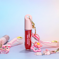 Porte-clés mignon avec gloss à lèvres, logo personnalisé, brillant hydratant pour les voyages, vente en gros, gloss portable non collant pour les retouches quotidiennes