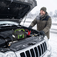 Démarreur portable 12V avec pompe à air, lumière LED, booster de batterie de voiture d'urgence 6-en-1, batterie externe pour véhicule