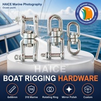 Chaîne d'ancre marine en acier inoxydable 316, émerillon à œil et à mâchoire, 6x66 mm, anneau rotatif pour gréement, accessoires pour yacht et bateau
