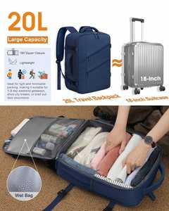 Waterproof Portable & Durable 20L-25L Laptop <b>Backpack</b> Large Capacity <b>Flight</b> Approved Travel Bag with 180° Zipper Closure - Product Image 2