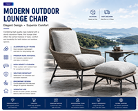 Fauteuil de jardin moderne en corde tressée avec coussin haute densité pour hôtels de luxe, complexes hôteliers, bord de piscine et salons de plage