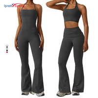 Combinaison de danse élégante pour femmes à séchage rapide Dressing Sexy Nude Feeling Pantalon micro évasé taille haute