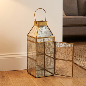 Decorative <b>Lantern</b> made with <b>Brass</b> & mirror/ glass used for home decor showcase & storage Supplier from India - Product Image 1