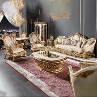 Canapé de salon de luxe royal européen, design créatif haut de gamme pour villa, ensemble de canapés dorés