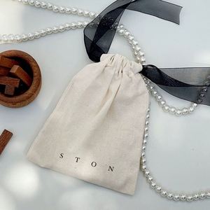 Oferta Especial: Bolsas de Joyería de Tela de Algodón Ecológicas al por Mayor, Bolsas Protectoras de Lona de Algodón Natural con Cinta de Seda - Product Image 1