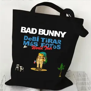 Sac de shopping Bad Bunny DTMF World Tour 2025-2026, sac fourre-tout en toile <span class=keywords><strong>Debi</strong></span> Tirar Mas Fotos, sac à bandoulière tendance pour filles - Product Image 1