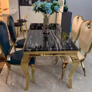 Mobili per Sala da Pranzo, Tavolo di Alta Qualità con Base in Acciaio Inossidabile Dorato Lucido - Product Image 4