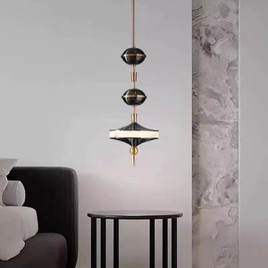 Lampe suspendue moderne ovale noire E27 LED avec interrupteur pour chambre à coucher, salle à manger, luminaire - Product Image 1