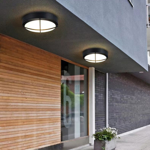 Plafonnier LED E27 moderne en aluminium IP54 à montage en saillie avec motif perforé pour éclairage <span class=keywords><strong>de</strong></span> traversée - Product Image 2