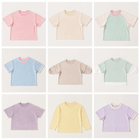 T-shirt décontracté en coton épais à manches courtes et col rond pour tout-petits, coupe ample avec ourlet fendu et épaules tombantes, style oversize baggy, fabrication OEM