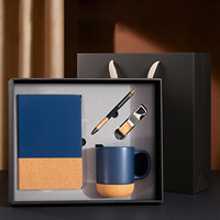 Ensemble de bureau en céramique minimaliste avec logo personnalisé, kit cadeau d'entreprise avec bloc-notes, stylo et tasse pour le bureau