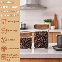 Pot en verre hermétique empilable pour le stockage des aliments, 90 ml, 120 ml, 150 ml, pot en verre avec couvercle en bois d'acacia