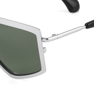 Gafas de Sol Rectangulares con Montura Metálica Completa, Lentes Verdes, 100% Protección UV, Unisex, Casuales, para Adultos - Product Image 4