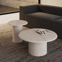 Ensemble de 2 pièces de mobilier de maison, table à manger en travertin de haute qualité, style moderne, table basse pour salon