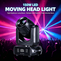 Mini Beam 150W Luz LED de Cabeza Móvil 12 Canales DMX Activación por Sonido RGBW IP33 18 Prismas 6000K para Discoteca DJ Fiesta Escenario Club Nocturno