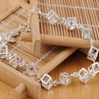 Bracelet chaîne à maillons cubiques 3D unisexe en laiton, bijoux tendance