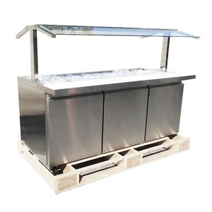 Insalatiera <span class=keywords><strong>refrigerata</strong></span> in acciaio inossidabile/tavolo per alimenti freddi con protezione per starnuti, coperchio della padella e scivolo per vassoio - Product Image 1