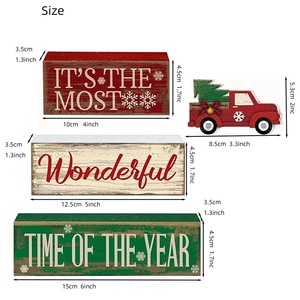 4 pz Set di decorazioni per camion rosso di Natale in <span class=keywords><strong>legno</strong></span> rustica con vassoio a più livelli per tavolo da vacanza in fattoria - Product Image 3